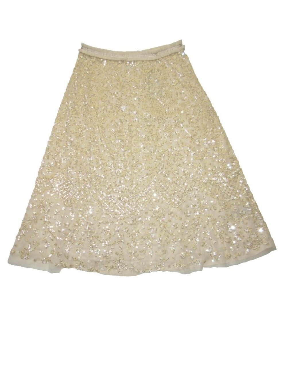 NWT Needle & Thread Seren Ballerina in Champagne Sequin Tulle Maxi Skirt 12 - Picture 3 of 9